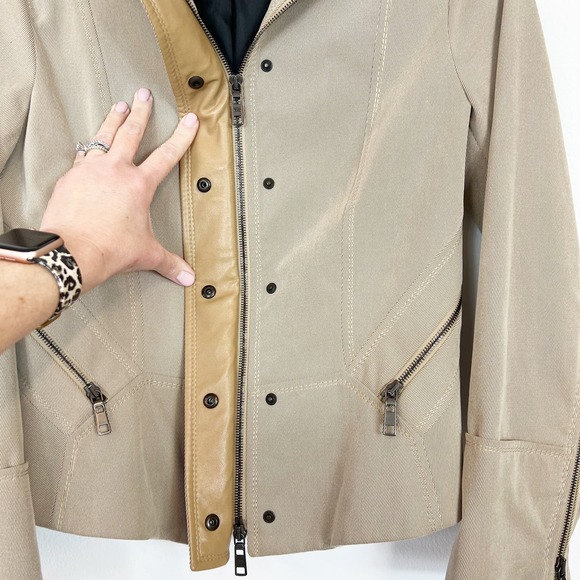 Strenesse Gabriele Strehle Zip Up Jacket with Snaps Tan Women's 6 - Picture 3 of 12